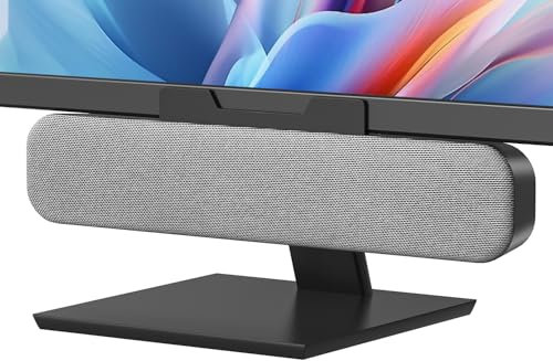 ZETIY Enceinte PC, USB Haut-Parleur PC pour Moniteur, Mini Barre de Son avec Clipser pour Ordinateur Portable, Ordinateur de Bureau, Téléphone, Tablette - Plug & Play (Gris)