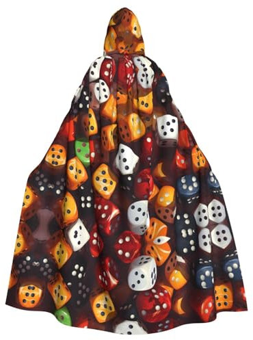 WHJDPP Spiele-Würfel-Set, gemusterter Kapuzenumhang für Halloween, Rollenspiel-Kostüme und mehr