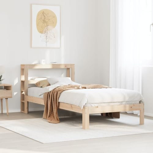 WKIEQACO Betten & Zubehör, Betten & Bettrahmen, Bettrahmen mit Kopfteil ohne Matratze, 75x190 cm, kleines Einzelbett