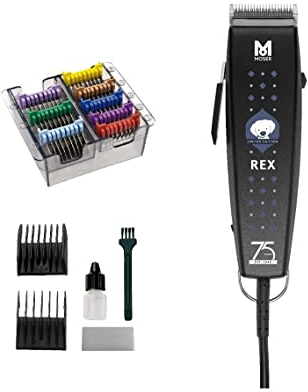 Rotschopf24 EDITION: Moser Tierschermaschine R33 Adjustable + 8 Edelstahl-Aufsteckkämme + Tasche. Made in Germany!