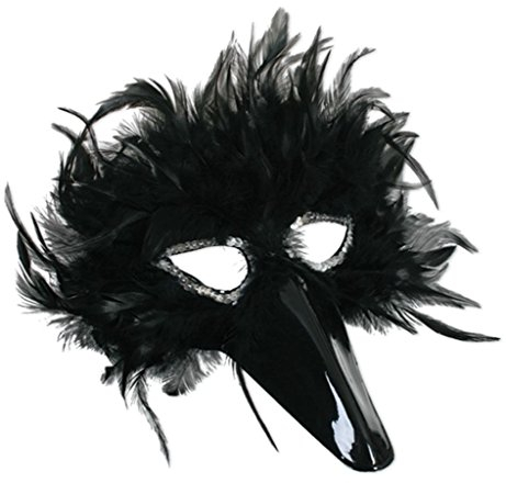 Federdomino, Vogelmaske, sortierte Farben, Maske, Karneval, Mottoparty, Accessoire (schwarz)