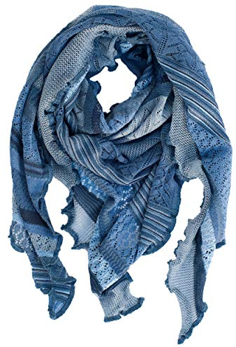Invero, Merino Dreieckstuch/Schal Kyra, 100% Wolle (Jeans)