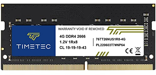 Timetec 4 GB DDR4 2666 MHz PC4-21300 Non-ECC Unbuffered 1,2 V CL19 1Rx8 Single Rank 260 Pin SODIMM Laptop Notebook PC Computer Memoria RAM Modulo Upgrade