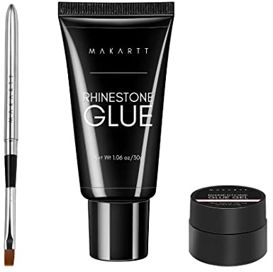 Makartt Rhinestone Glue Gel Kit, 30g & 8g Super Adhesive 3D Gel Nail Gems Glue for Rhinestones Crystal Stones Jewels