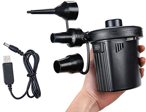 Electric Air Pump, Rechargeable Electric Pump, 2 in 1 Quick-fill Inflator and Deflator Pump for Air Mattress Air Bed Paddling Pool Swimming Ring Camping Inflatables Airbed Pump with 3 Nozzles