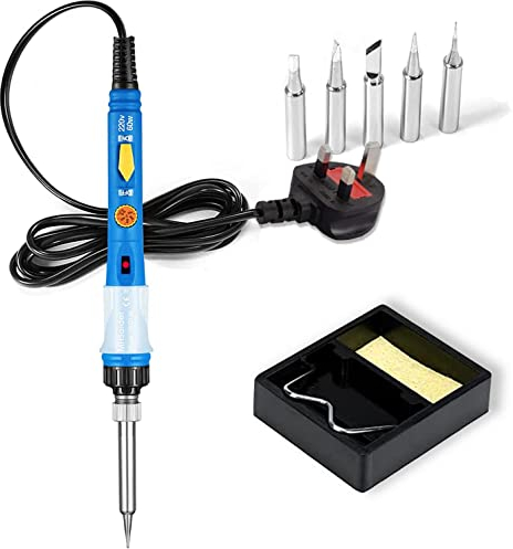 Soldering Iron, MHSolder 60W Professional Soldering Iron Kit with ON/Off Switch and Adjustable Temperature 200-450 ℃, Multiple Accessories for Welding and Repair, 5pc Soldering Iron Tips and Stander