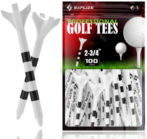 SAPLIZE Kunststoff Golf Tees100 Stück 70mm Reduzierte Reibung & Side Spin 4 Zinken Kunststoff Tees, Farbe Weiß