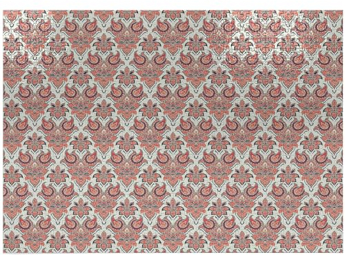 ABAKUHAUS Jahrgang Puzzle, Wirbelte Blätter von Lotus, Heirloom-Qualität lustige Aktivität für die Familie langlebiger Karton, 1000 Stücke, Salmon Dunkel Teal Staub