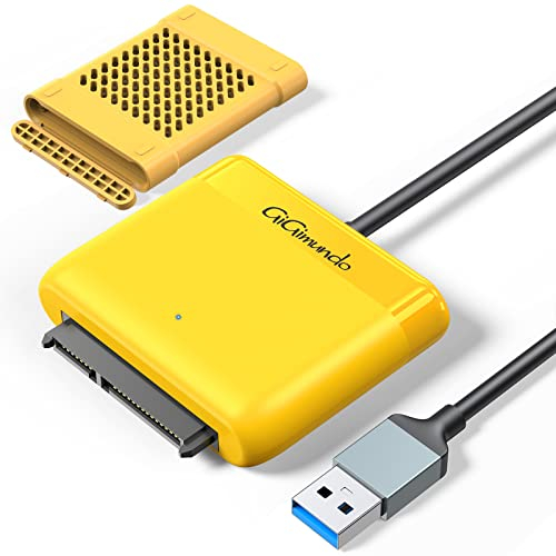 GiGimundo USB 3.0 zu SATA Konverter Adapter 5Gbps mit 2.5' Festplatte Schutzhülle Silikon GELB für 2.5 Zoll SATA HDD/SSD, Unterstützt UASP für PC Laptop, Kompatibel mit 2.5 SATA Brenner (GM1-3AB)