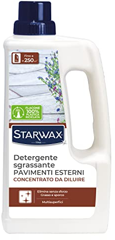 STARWAX - Detergente sgrassante pavimenti esterni - Elimina senza sforzo grasso e sporco - Multisuperfici - Formula concentrata da diluire - Produzione francese - 1L - Fino a 250m²
