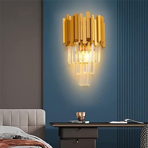 AHXIAOZN E14 Kristall Wandleuchte,LED Innen Wandlampe,Innenleuchte Beleuchtung Dekoration für Wohnzimmer Schlafzimmer Flur Esszimmer Restaurant Hotel küche