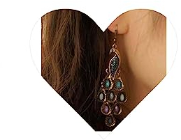 Yheakne Bohème Pfau Ohrringe Bunte Edelstein Ohrringe Regenbogen Vogel Ohrringe Pfau Cluster Ohrringe Schmuck Retro Stammes-Ohrringe Schmuck Für Frauen Und Mädchen (Stil B)