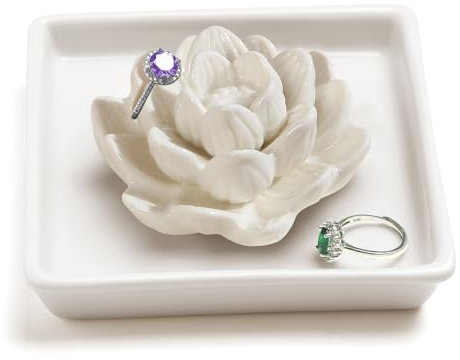 Titanape Lotus Ring Holder Trinket Dish Jewellery Holder for Rings Earrings Necklace Organizer, Christmas for Women Girls Gift, Birthday Gift for Women Her