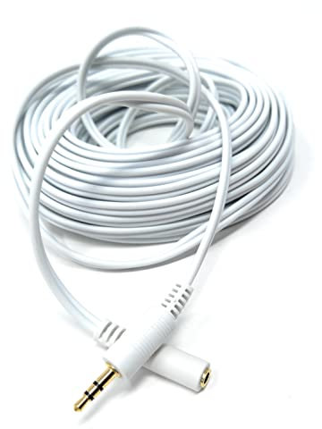 DRUT 15m 3.5mm to 3.5mm Stereo Audio Extension Cable Lead Male to Female Gold Connectors 50ft White