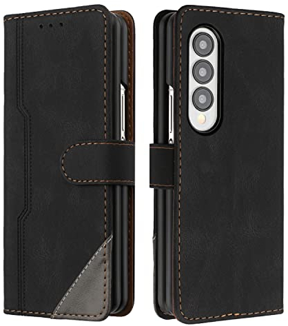 Radoo Cover per Samsung Galaxy Z Fold 3, Custodia in PU Pelle Portafoglio Flip Chiusura Magnetica Antiurto Funzione Scomparti, con Slot Schede Supporto Pieghevole per Samsung Galaxy Z Fold 3 (Nero)