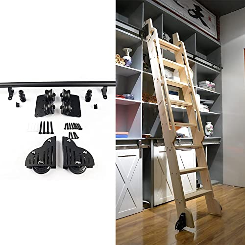 3.3ft-20ft Scheunentor-Schiebetür-Hardware-Kit | Rollleiter-Hardware-Bibliothek Schiebeleiter-Hardware-Kit, für Zuhause/Bibliothek/Loft/Garderobe (Keine Leiter) (Size : 20ft/600cm Track kit)