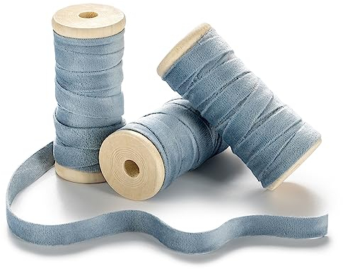 CHUQING Geschenkband 10mm Breit Blau Grau Schleifenband Hochzeit Dekoband Stoffband Samtband für auto Bogen Schleifen Partydekoration Stuhl Der Valentinstag Geschenkverpackungen Strauß