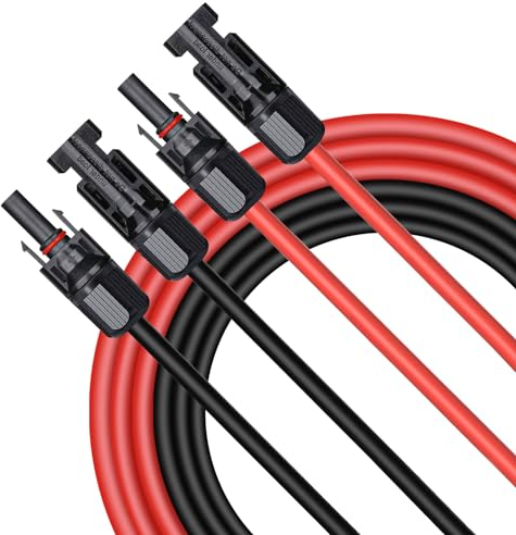Idota Câble Solaire 4 mm² Cable Panneau Solaire 2 m, Rallonge de Câble PV avec Fiche, Cable 4mm2 pour Bateau Domestique RV