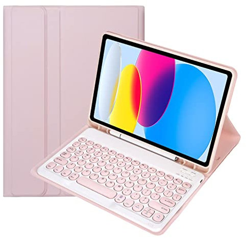 HLTOOP Custodia con Tastiera per Samsung Galaxy Tab A7 10.4-inch 2020 (SM-T500/T505/T507), Cover Morbida con Tastiera Bluetooth Wireless Staccabile Magneticamente,Rosa
