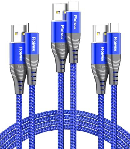 USB C Kabel [3 Stück 1M +1M+ 2M ] Nylon Typ C Ladekabel und Datenkabel USB C Schnellladekabel für Samsung Galaxy S10/S9/S8+, Huawei P30/P20, Google Pixel, Sony Xperia （blau）