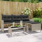 Homgoday Gartensofa in L-Form mit Tisch und Kissen Balkonmöbel Balkonsofa Ecksofa Lounge Terrassensofa Rattansofa Loungesofa Gartenmöbel Sitzgruppe Hellgrau Poly Rattan