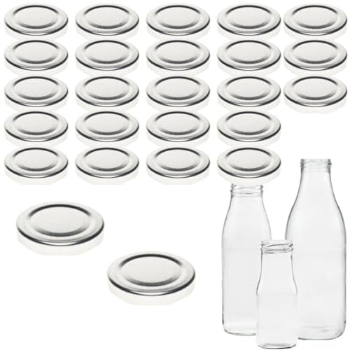 mikken TO48 Lot de 25 couvercles de rechange pour bouteilles de lait et de jus de fruits Argenté 5 cm