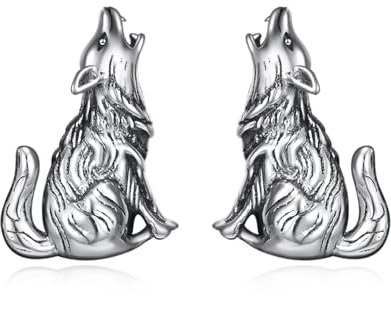 VONALA Wolf Ohrstecker für Damen 925 Sterling Silber Wolf Ohrringe Wolf für niedlichen Tierschmuck