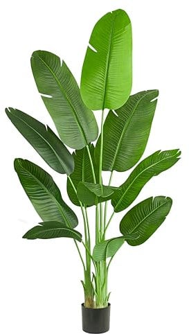 Arbre Artificiel 200m Oiseau du Paradis, Plante Artificielle PE Bananier Artificiel, Fausse Plante Interieur, Palmier Tropical Faux Arbre Vert avec Pot pour Decoration Maison Salon Chambre