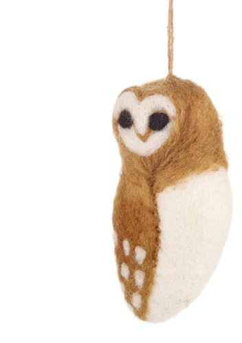 Christmas Decoration, Felt Owl Bauble, Wool Barn Owl Xmas Tree Ornament, Hanging Felt Barn Owl Autumn Decoration, Handmade Owl Figurine, Wool Owl Xmas Tree Bauble, Felt Animal, Mini Owl