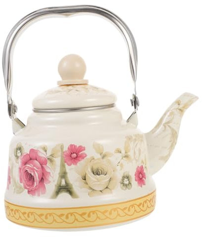 Cabilock Retro Enamel Tea Pot Kettle Vintage Teapot for Tea House Enamel Water Pot Handle