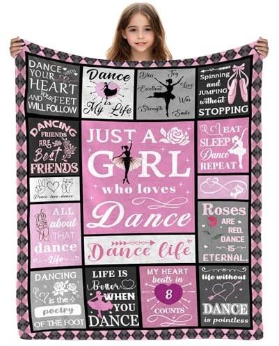 Yasrlvun Dance Gifts for Girls Ballet Gift 50x60 Inch Ballerina Blanket Dance Teacher Gift Gymnastics Gift for Girls Cozy Ballet Blankets