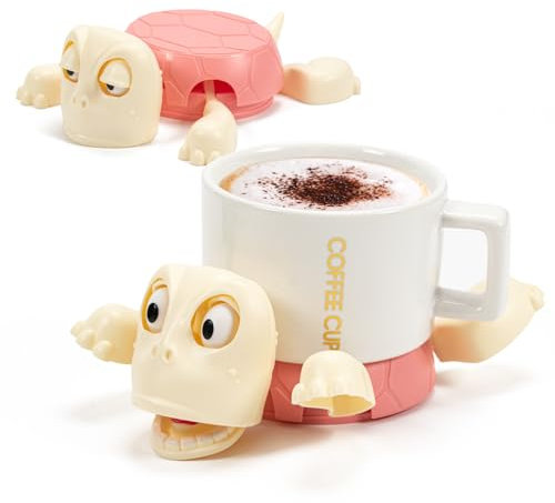 Dessous de Verre Tortue 3D, Dessous de Verre pour Verres, Dessous de Verre Mignons, Dessous de Verre pour décoration de Table, Visage expressif Lorsque Vous placez Une Tasse sur Le Dos (Beige)