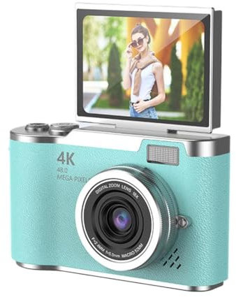 NOUVEAU 4K CCD 8X Digital Zoom Appareil Photo Numérique pour Étudiant 48MP Compact Appareil Photo Numérique 180° Flip Camera Photographie Écran Selfile