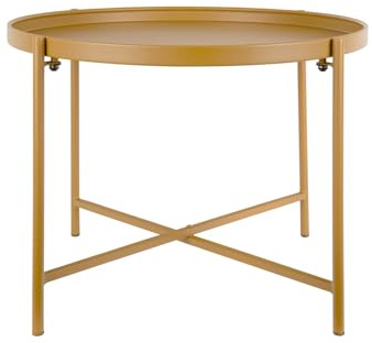Leitmotiv Couchtisch Meseta - Gelb - 50x50x38.5cm - Rund - Metall - Kleiner Tisch - Beistelltisch - Sofatisch - Geeignet für Wohnzimmer & Schlafzimmer