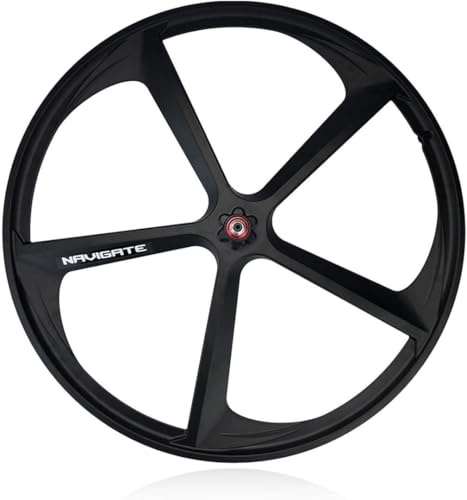 CUCKQUIC 700C Laufradsatz Schwarz 5 Speichen Fixie-Fahrrad-Laufradsatz Mag Fahrradfelgen Vorder- und Hinterrad 100/120 mm V-Brake für 23-28C Rennräder Front Wheel