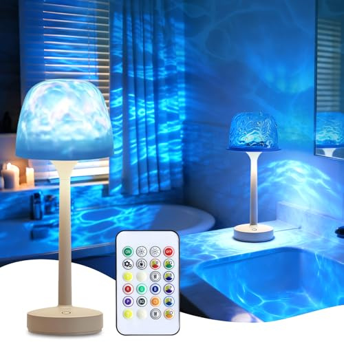 Tiiyee Wasserwellen Lampe, 16 Farben Fernbedienung, wasserdicht für Dusche | Dynamischer Ozean Wellenprojektor, Touch Fernbedienung warm kalt natürliches Licht, LED Stimmungslicht für Badewanne Dusche