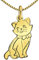 CLEVER SCHMUCK Damen Halskette Anhänger Katze flach 16 x 10 mm 333 Gold 8 Karat mit vergoldeter Kette Venezia 45 cm im Etui weiß