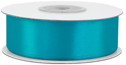 Satinband 25mm x 25m Rolle - FARBAUSWAHL in 3/6/12/18/25/38/50/75/100mm - farbecht & waschbar - Schleifenband für Hochzeit - Geschenkband zum Verpacken Dekorieren Basteln - Türkis 340D