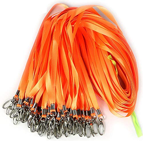 Bird Fiy Umhängebänder aus Nylon, für Ausweise, Abzeichen, Drehhaken, ideal für Namensschilder, Abzeichen, 100 Stück, Orange