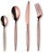 Berglander Ensemble de couverts en plaqué or rose titane 24 pièces, ensemble de couverts en acier inoxydable plaqué or rose, service de couverts en cuivre pour 6 personnes