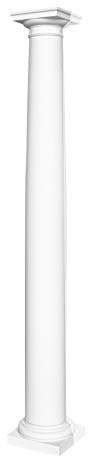 Halbsäule | rund | glatt | vorgrundierte Oberfläche | stoßfest | klassisch | Barock | Dekosäule | Stuck | weiß | PU | N3015H Set | 152 mm