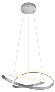 lightling LED Pendelleuchte Wibke, Ringe mit Acrylabdeckung, Korpus aus nickel matt Metall, fest verbaute LED Technik (27W), dimmbar (Switch Dimmer), Höhe zur Decke: max. 150 cm, Durchmesser: 60 cm
