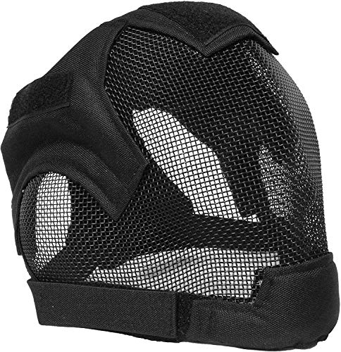 XYLUCKY Airsoft Qualität Full Face Fechten Helm BB Gun Ohr-Mesh-Schutzhelm,A