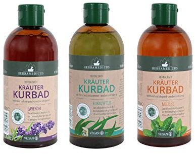 Kräuter Bad Lavendel 3er Set Badezusatz Schaumbad Kurbad mit ätherischen Ölen des Lavendel Herbal Bath Herbamedicus 3 x 500ml