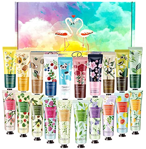 Smobea Plant Duftcreme, 20 x 30 ml Mini-Handcreme-Geschenkset, tägliche Feuchtigkeitscreme-Hände, tief feuchtigkeitsspendend und nahrhaftes, natürliches Aloe und Vitamin E.
