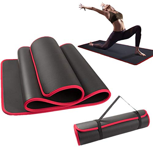zhppac Jogamatte Exercise Mat Trainingsmatten für Heimgymnastik dick Trainingsmat Eco Yoga Mat Trainingsmatte rutschfest Trainingsmatten für zu Hause Black,1cm