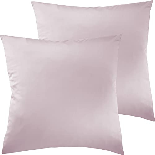 Pure Label 2er Set Mako Satin Kissenbezüge 50x50 cm aus 100% Baumwolle in rosa - Traumhaft weiche Deko Kissen passend zu unseren Bettwäsche Sets