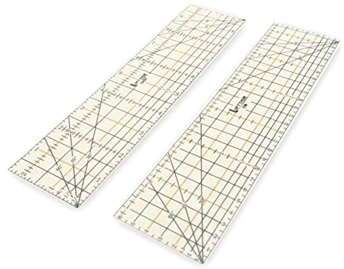 UPTTHOW 2PCS Hot Hem Ruler Sewing Fabric Ironing Tool Seam Allowance Press with Dry or Steam Iron Heat Resistant Non-slip Craft Accessories for Clothes Quilting and Folding CM INCH set(long ruler)