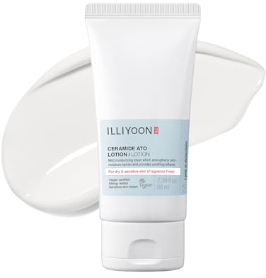 ILLIYOON Ceramide Ato Lotion 68ml(2.3fl.oz) | Strengthening and restoring skin barrier with Soy Ceramide for Dry & Sensitive Skin | Gentle moisturizer for Infants and Adults | Vegan | Fragrance Free