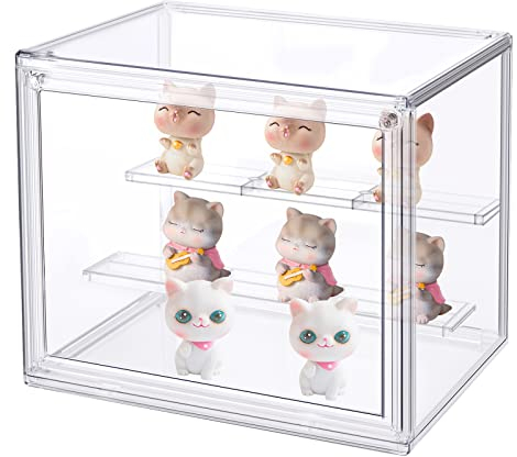Tigerkinwit Caja de Exhibición de Transparente 27x18x22 cm Vitrinas para Colecciones Apilable y Desmontable Vitrina de Acrílico con Puerta Magnética para Coleccionables Figuras de Acción